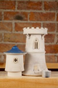 Handmade Ceramic Gothic Tower roof off