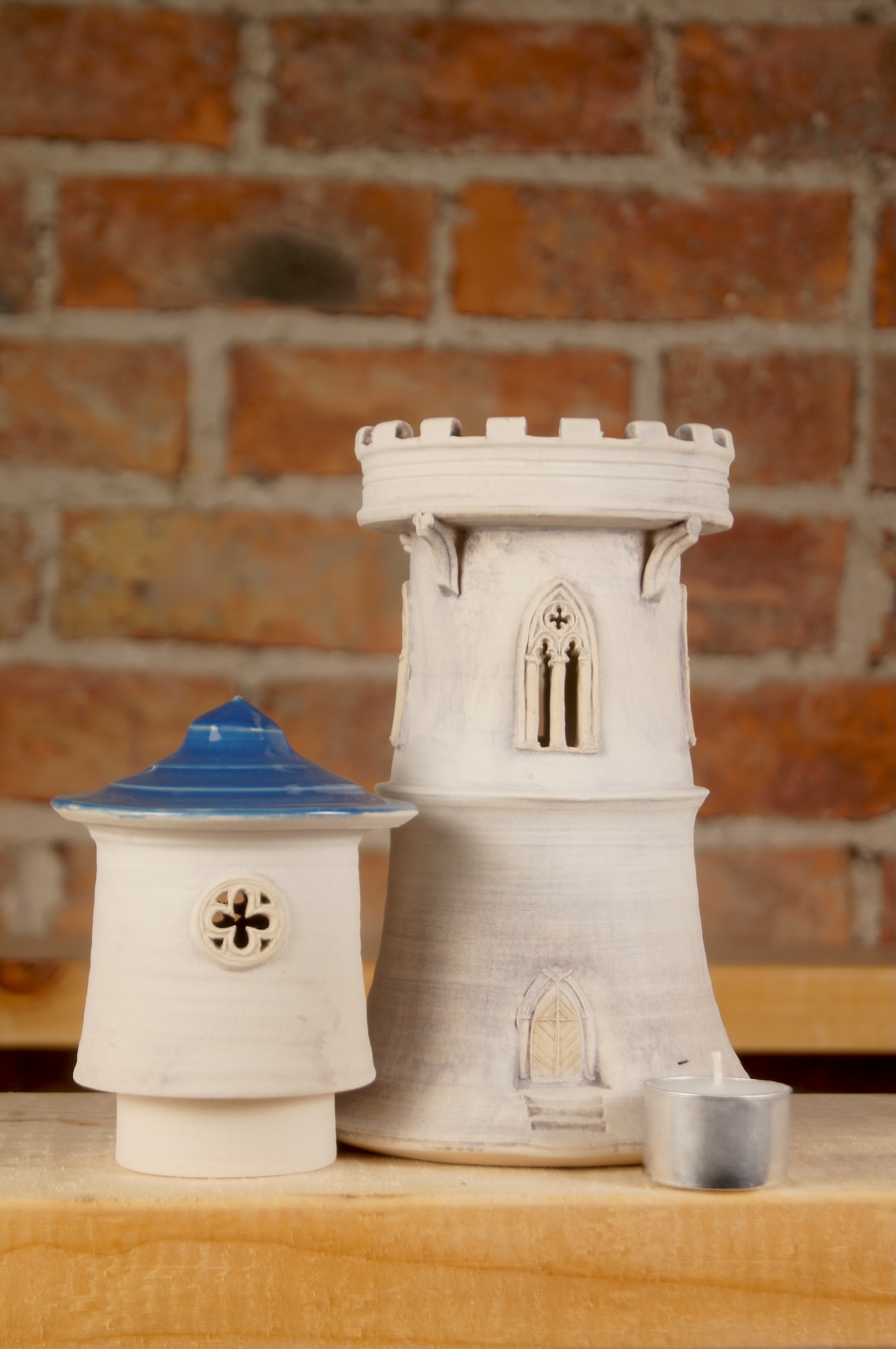 Handmade Ceramic Gothic Tower roof off
