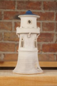 Handmade Ceramic Gothic Tower side view