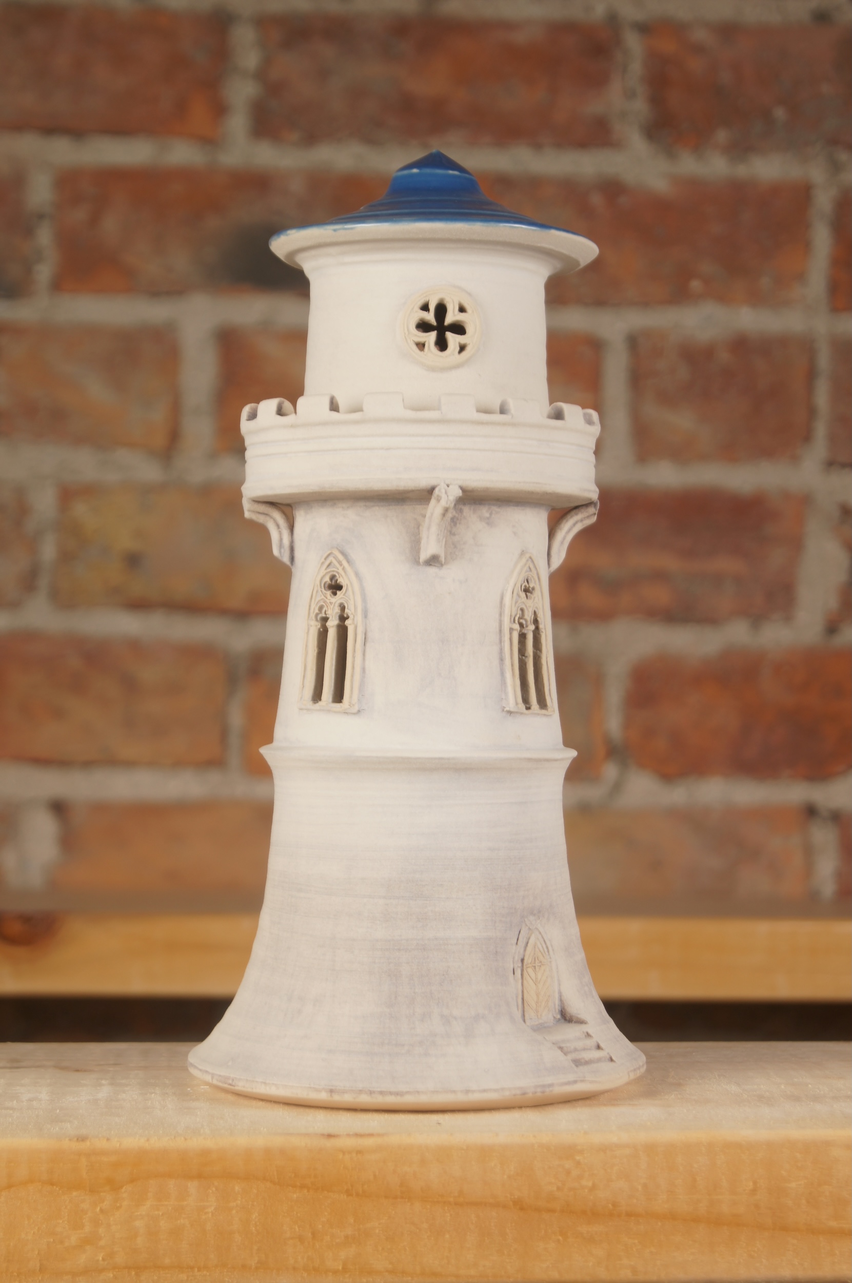 Handmade Ceramic Gothic Tower side view