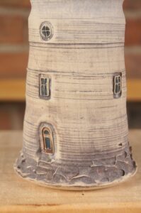 Small handmade ceramic lighthouse 1 in detail