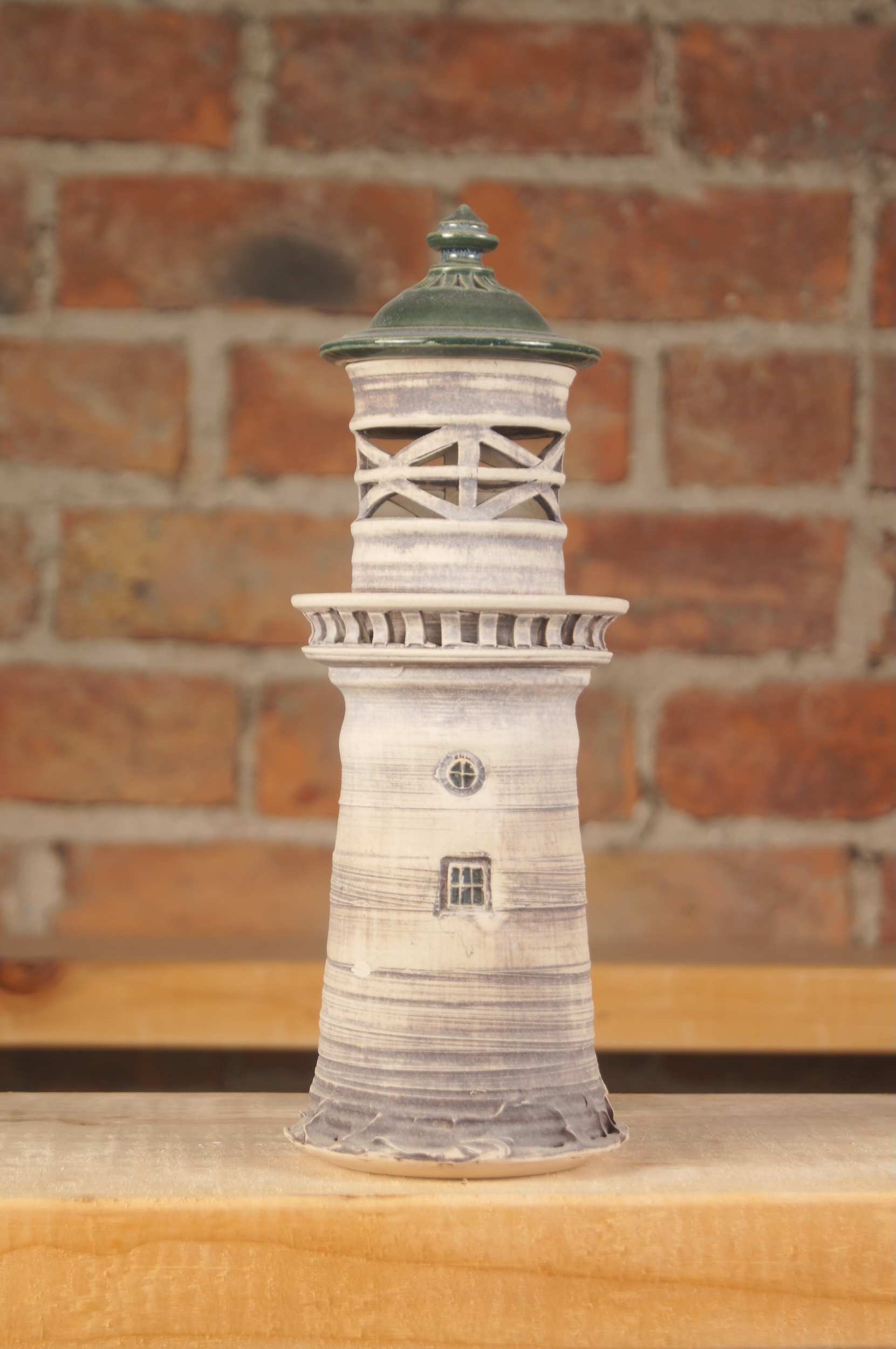 Small handmade ceramic lighthouse 2 rear view