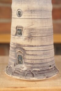 Small handmade ceramic lighthouse 2 in detail