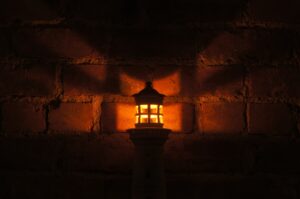 Large ceramic lighthouse 1 glowing in the dark