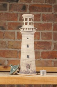 Large handmade ceramic lighthouse 1 – roof removed