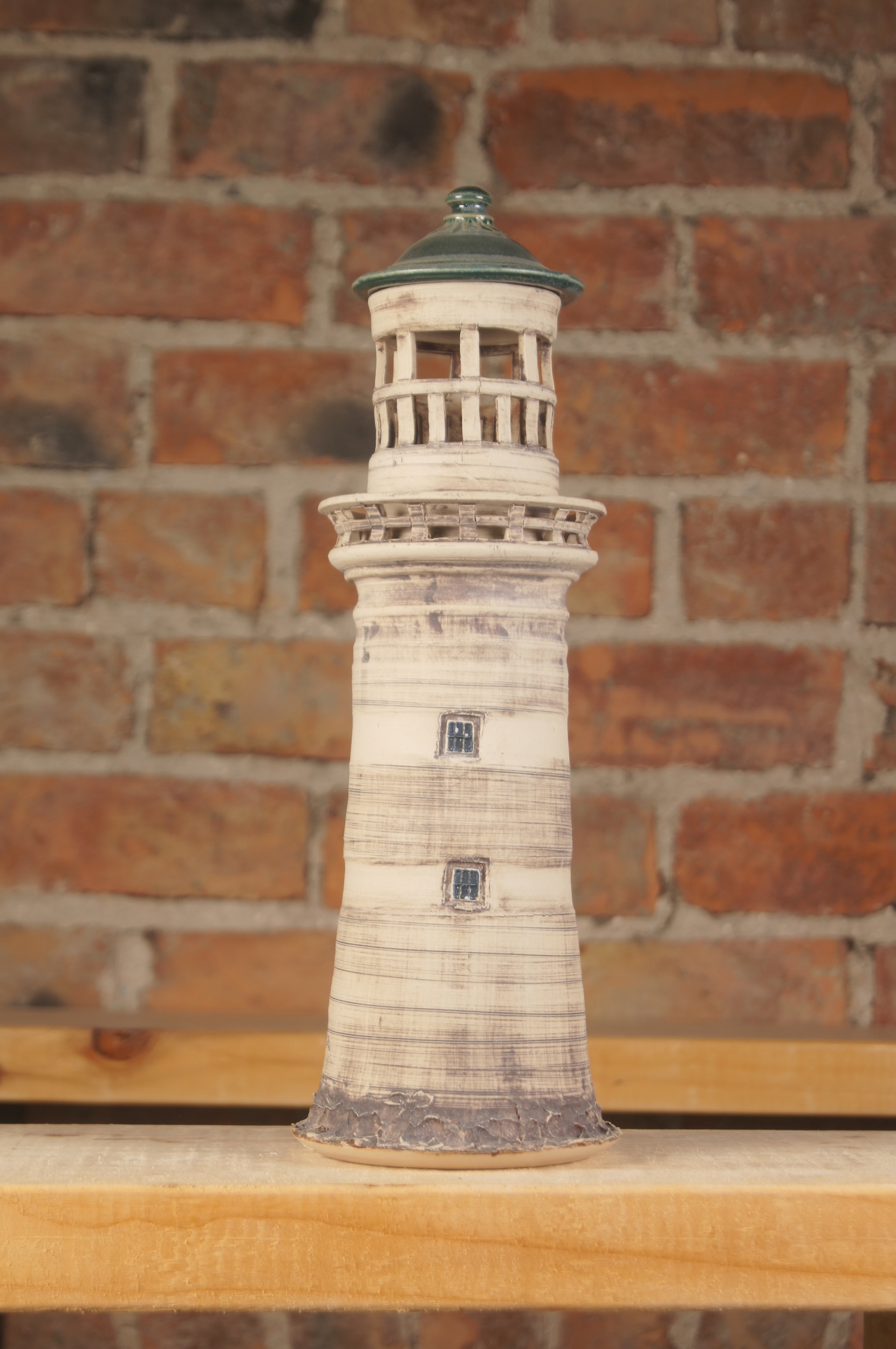 Large handmade ceramic lighthouse 2 rear view
