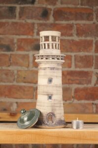 Large handmade ceramic lighthouse 2 roof off