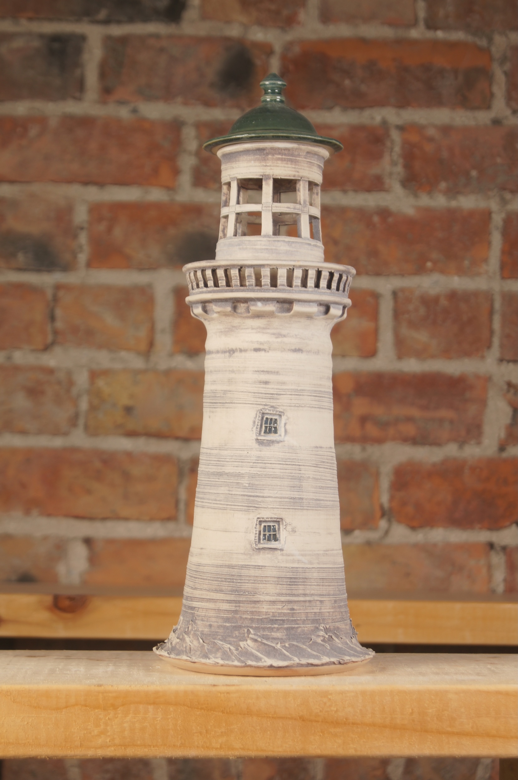 Large handmade ceramic lighthouse 3 rear view