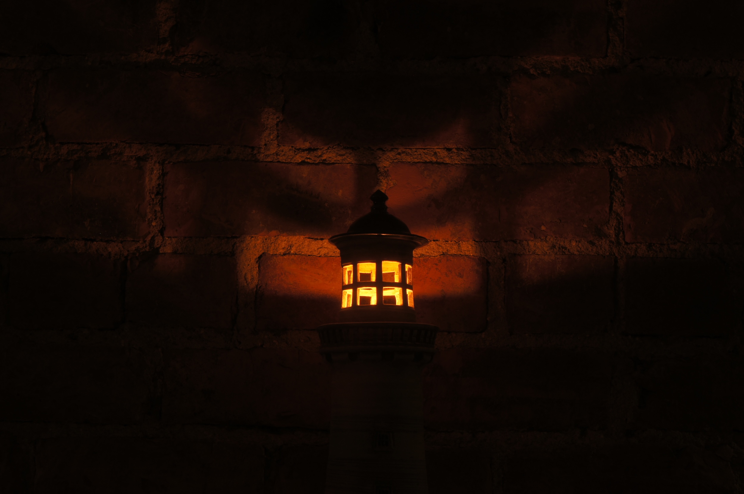 Large handmade ceramic lighthouse 3 candle lit